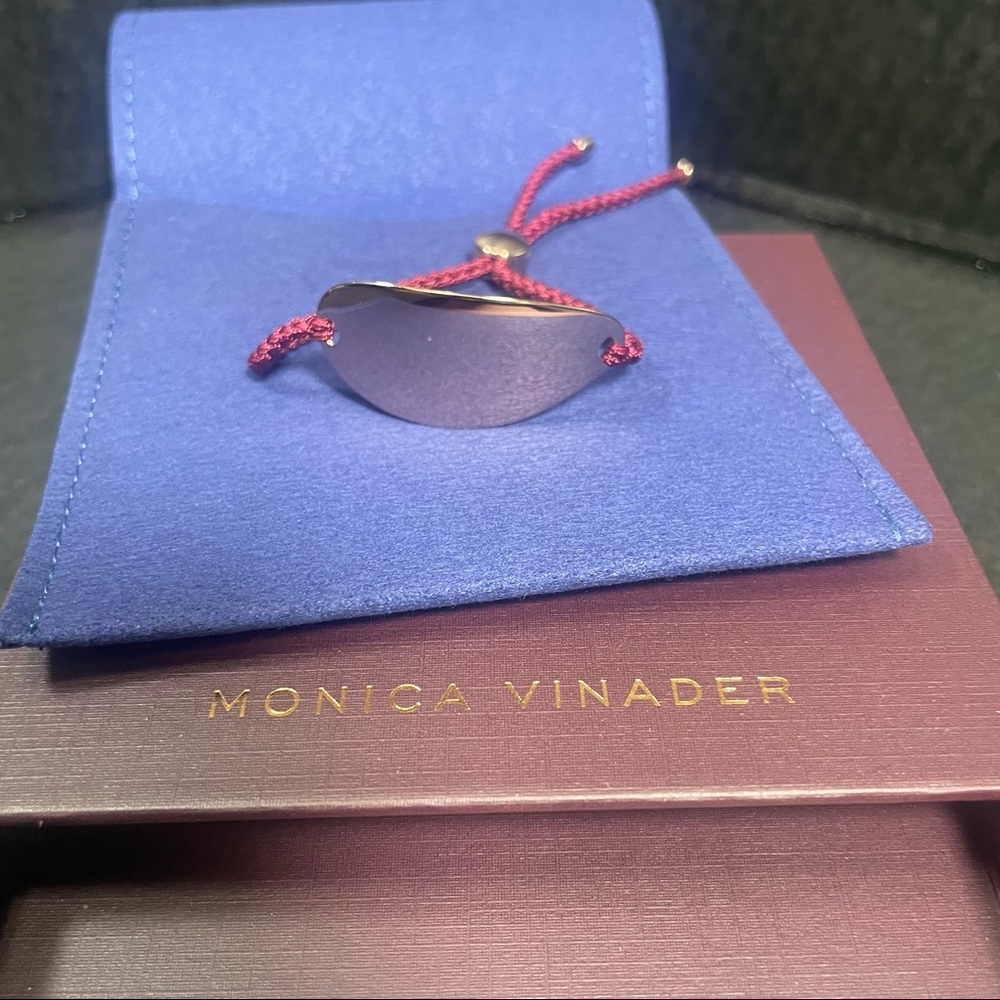 BNIB MONICA VINADER FRIENDSHIP BRACELET ROSE GOLD PLATED FINISH RUBY STRAP FIRM$ - Picture 8 of 9